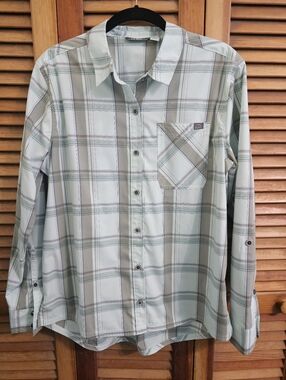 L.L. Bean Women’s Madras Plaid Shirt | Roll Tab Sleeve | Size M